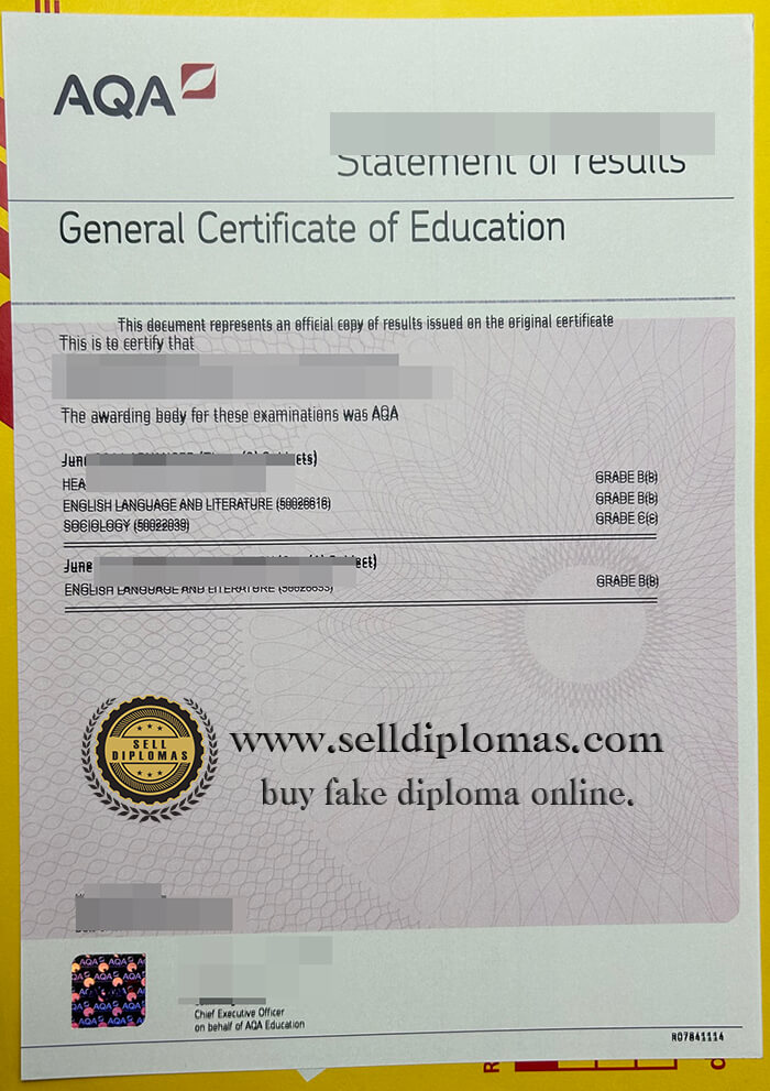 buy fake AQA certificate