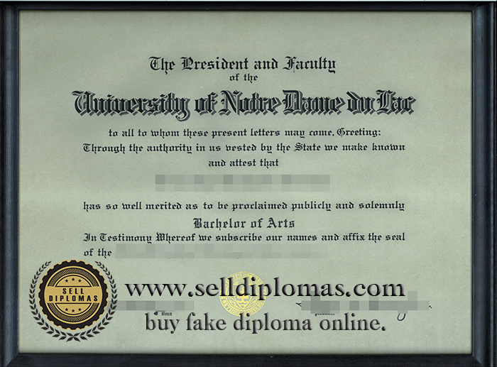 Can buy a University of Notre Dame du lar diploma certificate?