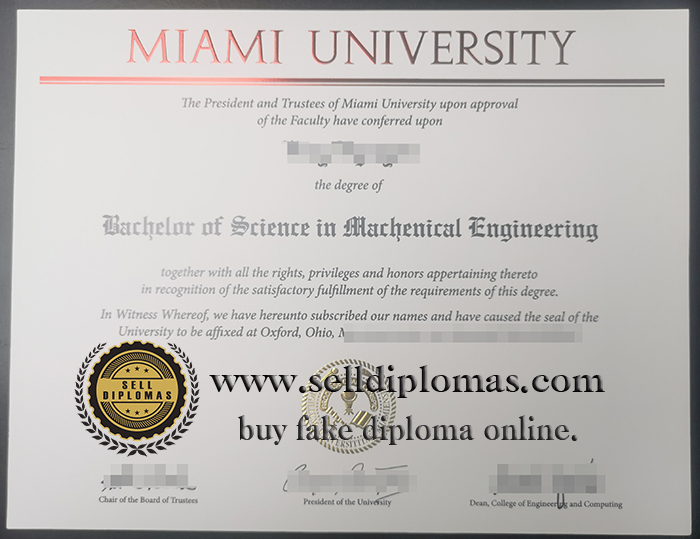 Buy Miami University diploma certificate online.