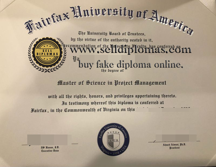 Sell fake Fairfax University of america diploma online.
