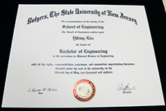 Replacement of Rutgers University certificate.