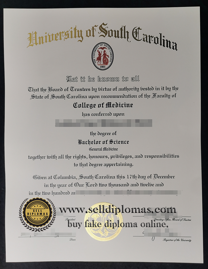 Sell fake University of South Carolina diploma online.