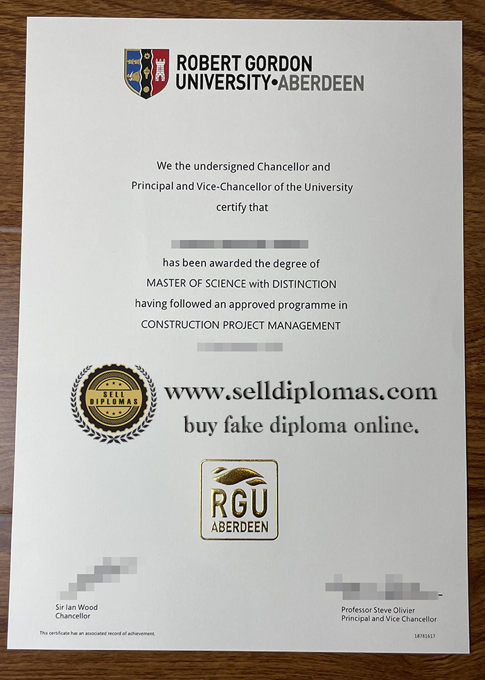 Sell fake Robert Gordon University diploma online.